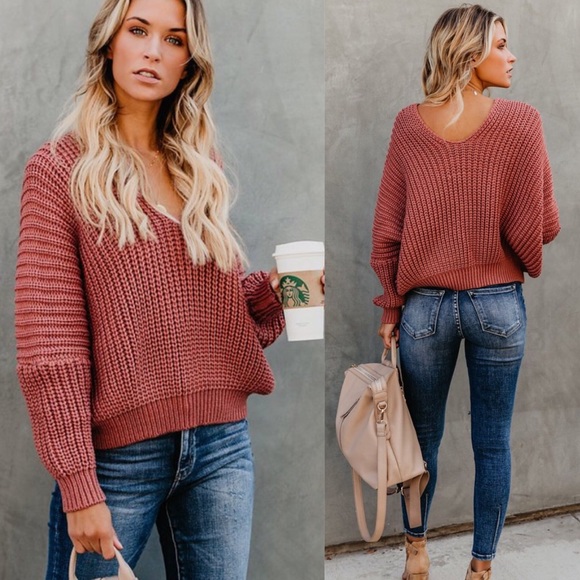LAST 1️⃣ V Neck Cable Knit Dolman Sweater - Picture 3 of 5